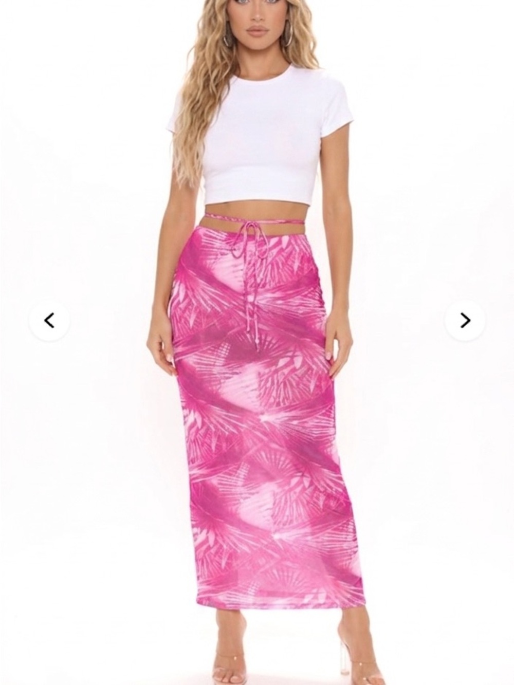 Pink Tie-Dye Maxi Skirt with Drawstring Waist